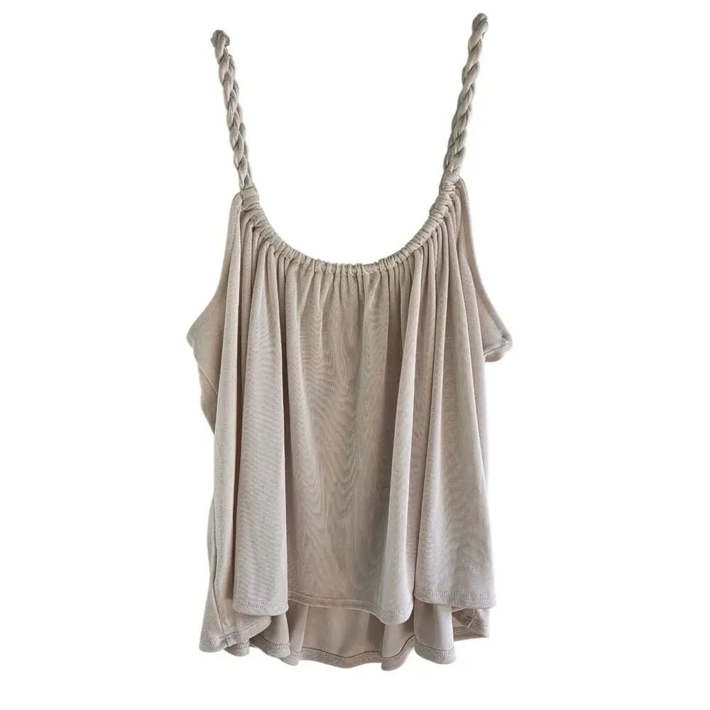 NEW Express Knit Camisole L Braided Straps Beige
